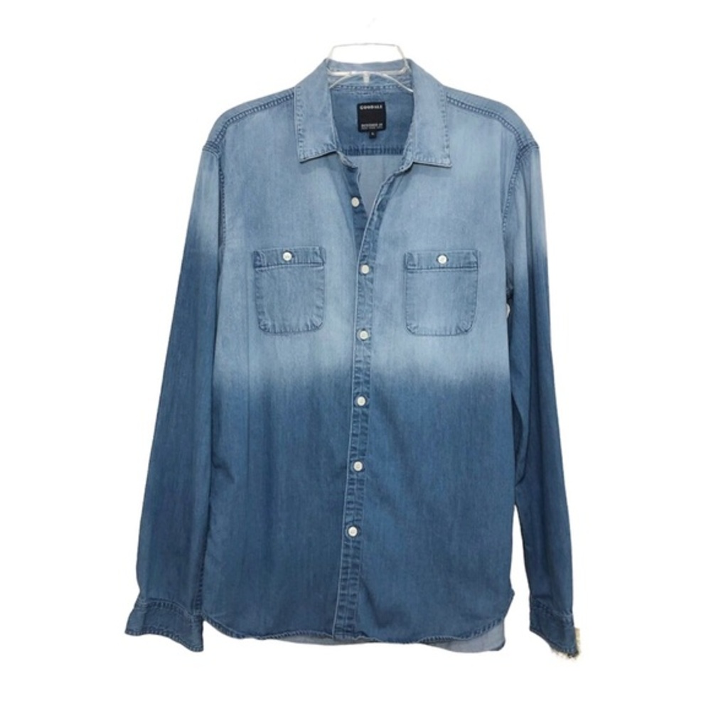 GOODALE Designed In NY. City Cotton Long Sleeve Blue Gradient‎ buttoned Shirt L
